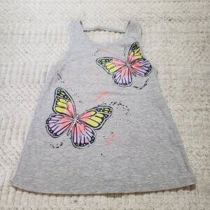 Wonder Nation Girls Gray With Butterflies Tank Top Size Large 10-12